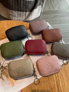 Women's Genuine Leather Coin Purse, New Trendy Dual Zipper Large Capacity Small Wallet, High-End Cowhide Keychain Handbag, Durable Fashion Wallet, Leather Pouchlette