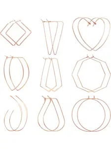 9 Pairs Big Hoop Earrings Set for Women, Stainless Steel Heart Square Thin Geometric Hoop Earrings