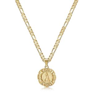 KissYan 14K Yellow Gold Plated Initial Necklace with Round Letter Pendant, Capital Monogram Alphabets A-Z, Unisex Casual Accessory