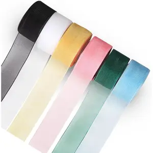 6 Color 1 Inch Wide 60 Yards Sheer Chiffon Ribbon Organza Satin Ribbon Craft Ribbon for Gift Wrappping, Decoration