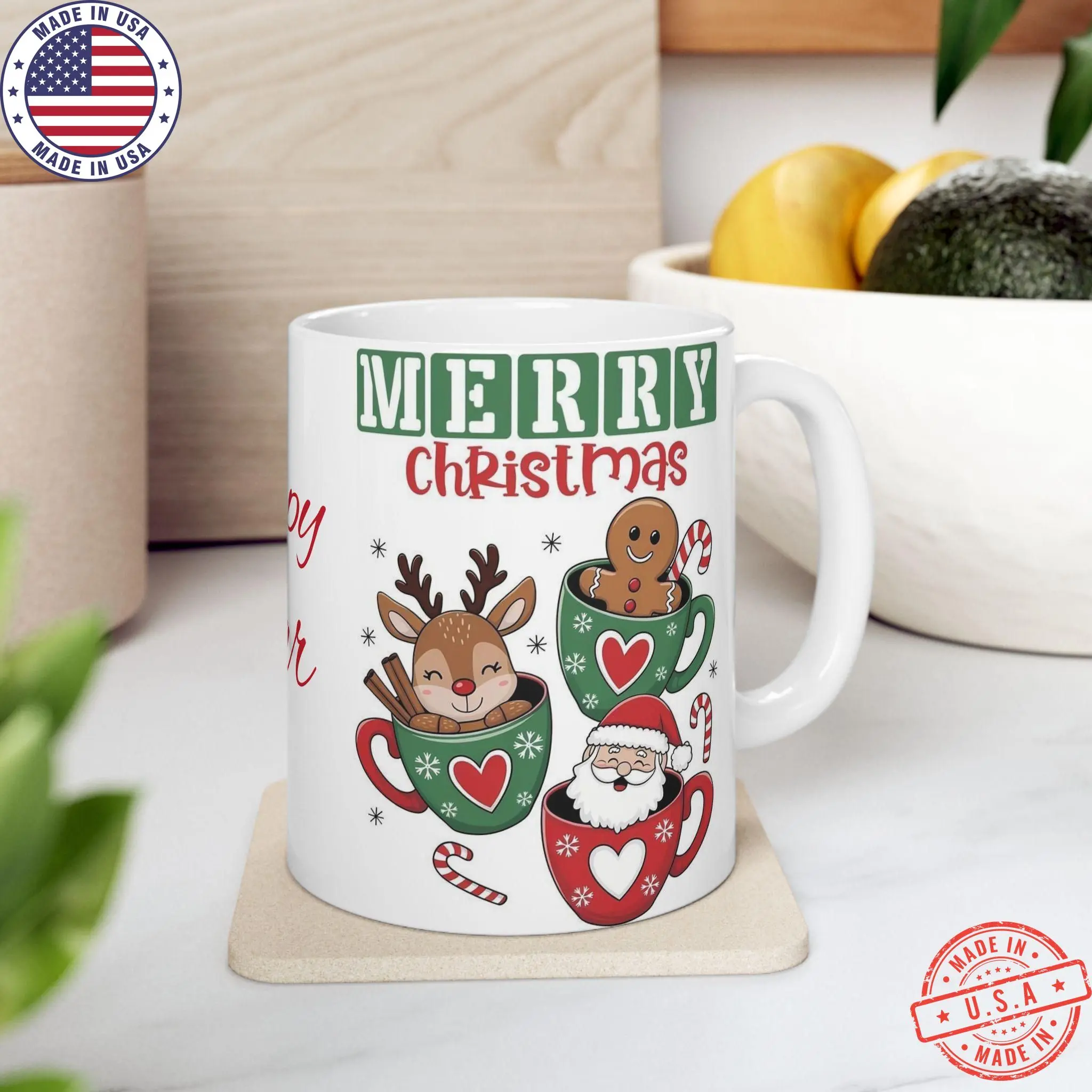 [Sale off up to 50%] Festive Holiday Ceramic Mug - Merry Christmas & Happy New Year, Coffee Mug, Gift for Friends, Cute Holiday Decor, Tea Cup
