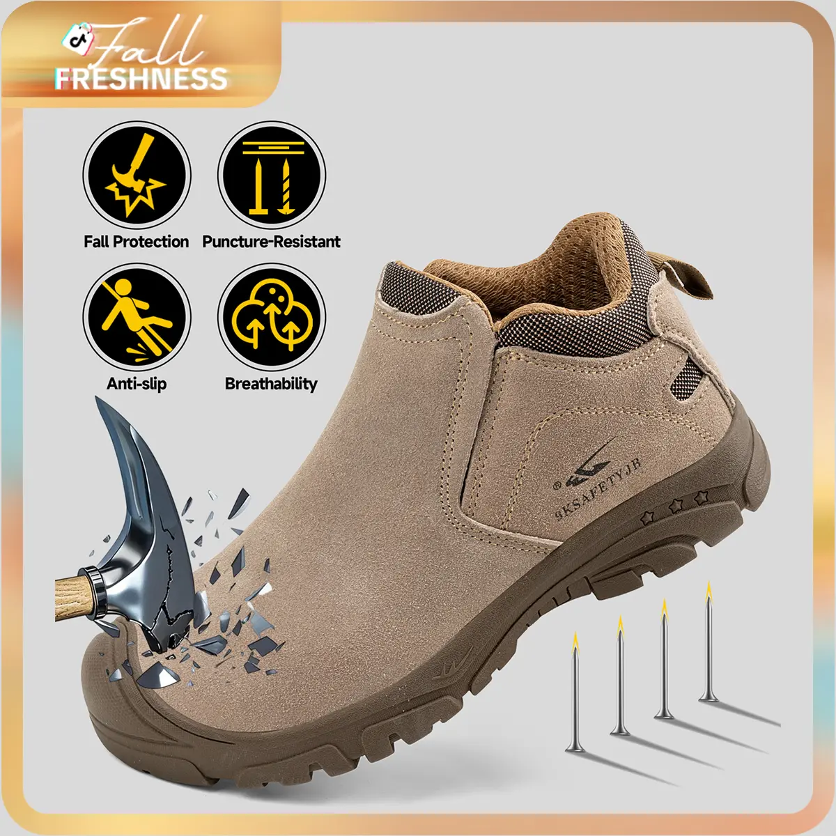 Sosenfer 2026 Steel Toe Sneakers for Men Women,non-lace-up Lightweight Safety Shoes Comfortable non-slip,anti-collision,Puncture Proof Slip On Indestructible Work Shoes.JH.918