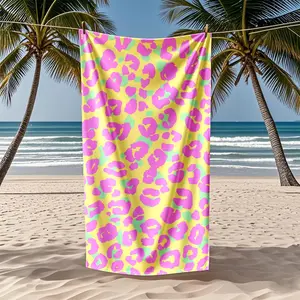Colorful Leopard Print Beach Towel, Super Large Quick-Dry Soft Microfiber, Absorbent Sand-Free Swimming Towel, Ideal for Pool Party Travel