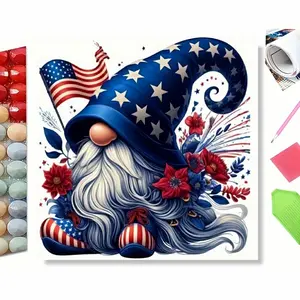 5D Diamond Painting Kit - Patriotic American Gnome with US Flag | Full Drill DIY Art for 4th of July & Memorial Day Decor, Perfect for Veterans, Flag Lovers & Crafting | Craft a Stunning, Heartwarming Scene to Honor & Cherish