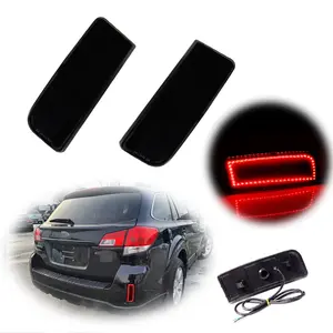2pcs Smoked Rear Bumper Reflector Red LED Tail Brake lamps Lights For 2010 2011 2012 2013 2014 Subaru Outback,Replace OEM 84281AJ01A, 84281AJ00A