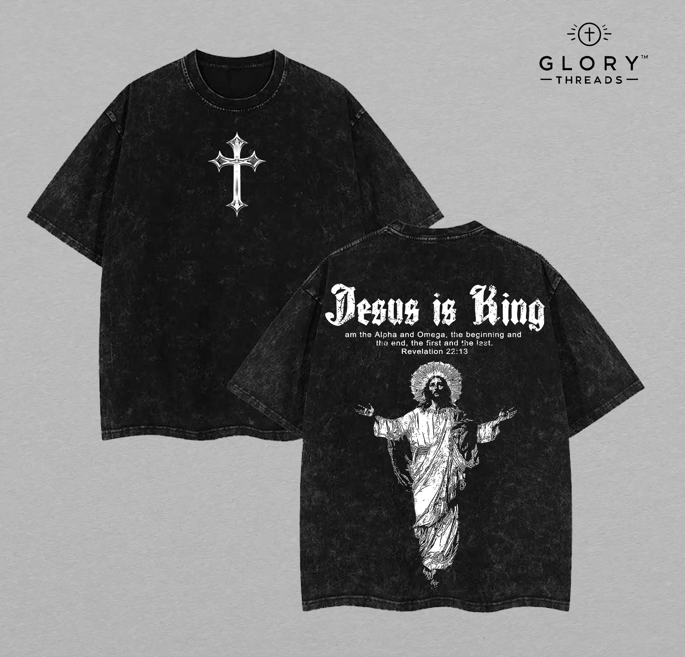 Jesus Is King Washed T-Shirt – Hoodie Washed Oversized Tee with