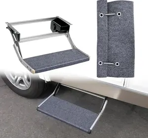 Nilight RV Step Covers 1 Pack 18 inch, Fits 8-11" Deep Camper Steps Adjustable Wrap Around RV Step Rug with Spring Works on Electrical & Manual RV Stairs Carpet for Camper Trailers Steps Outside, Gray