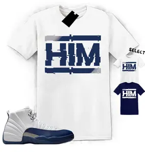 12 French Blue Shirt Men, French Blue 12s Outfit, HIM Graphic Tee Shirt to match Jordan 12 French Blue, 100% Cotton, Comfortable, Menswear Tops