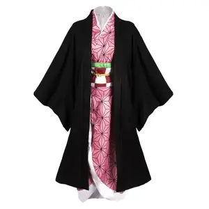 Anime Kimetsu No Yaiba Kamado Nezuko Cosplay Costume Kimono Demon Slayer Cosplay Wigs Hairs Halloween Carnival Women Outfit