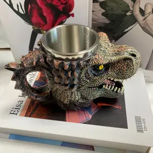 Dinosaur style cup with exposed fangs - stainless steel kitchen multifunctional cup, suitable for holiday gifts in multiple settings, often used in Christmas cafes, bars and other popular occasions Funny Dad Mug