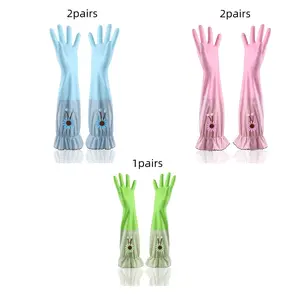 5-Pairs Winter Fleece Lined Dishwashing Gloves - Extra Long Waterproof Cleaning Gloves with Non-Slip Grip, Embroidered Design for Kitchen, Bathroom, Household Chores (Bulk Wholesale), Kitchen, Professional Cleaners, Busy Moms