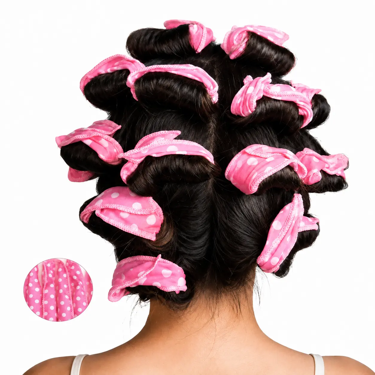10PCS Heatless Hair Curlers for Sleeping, Soft Flexible No Heat Hair Rollers, Pink Polka Dot Overnight Curling Rods, Natural Wave DIY Hair Styling Tool for Women