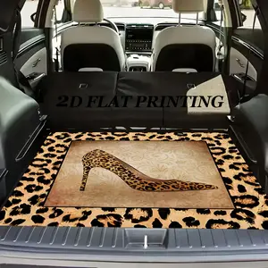 1pc, a Stylish Non-Slip Car Trunk Mat Featuring a Vintage Leopard Print High Heel Design - Made of Durable Polyester, It Keeps Your Trunk Dry And Tidy