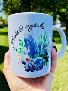 "Plants & Crystals" Hand-Made Crystal Mug