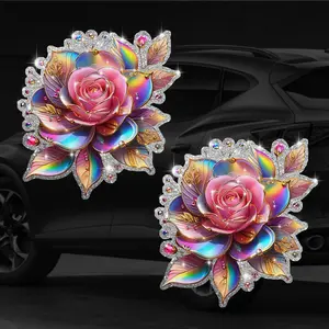 Shimmering Colorful Flower Sticker, Self-Adhesive Vinyl Material, Removable No Residue, Glass Plastic Ceramic Metal Multi-Faceted Installation