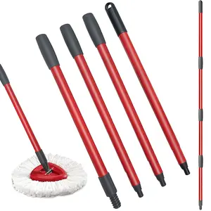 4-Section Adjustable Stainless Steel Replacement Handle, Lightweight Plastic-Enhanced Extension Pole for Microfiber Mop Pads, Replaceable Head Mops, Home Cleaning Supply