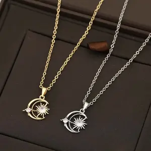 Zircon necklace star and moon necklace sun star moon pendant necklace ladies daily wear gift