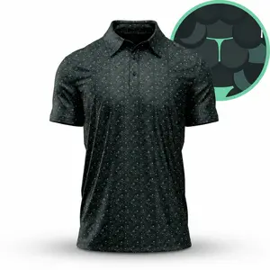 Bogey Bros Dark Green Scallop Men’s Polo Shirt, Stylish Short Sleeve Golf Top For Summer Wear
