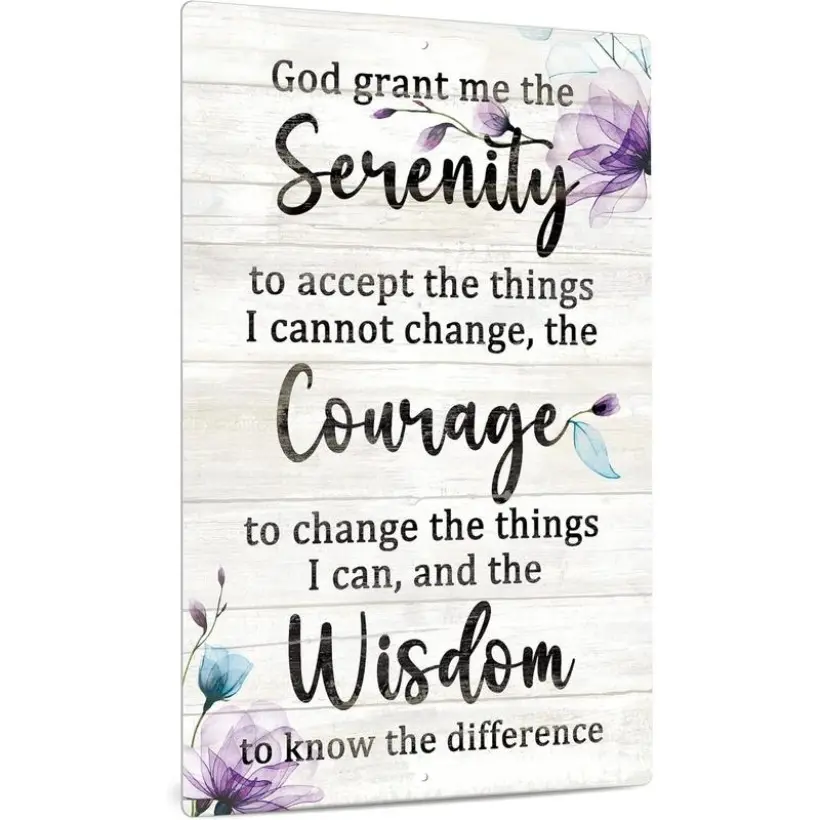 Serenity Prayer Aluminum Wall Art Signage Inspirational Quotes Christian Home Decor Gift for Women 12X8 Inches Modern Sign