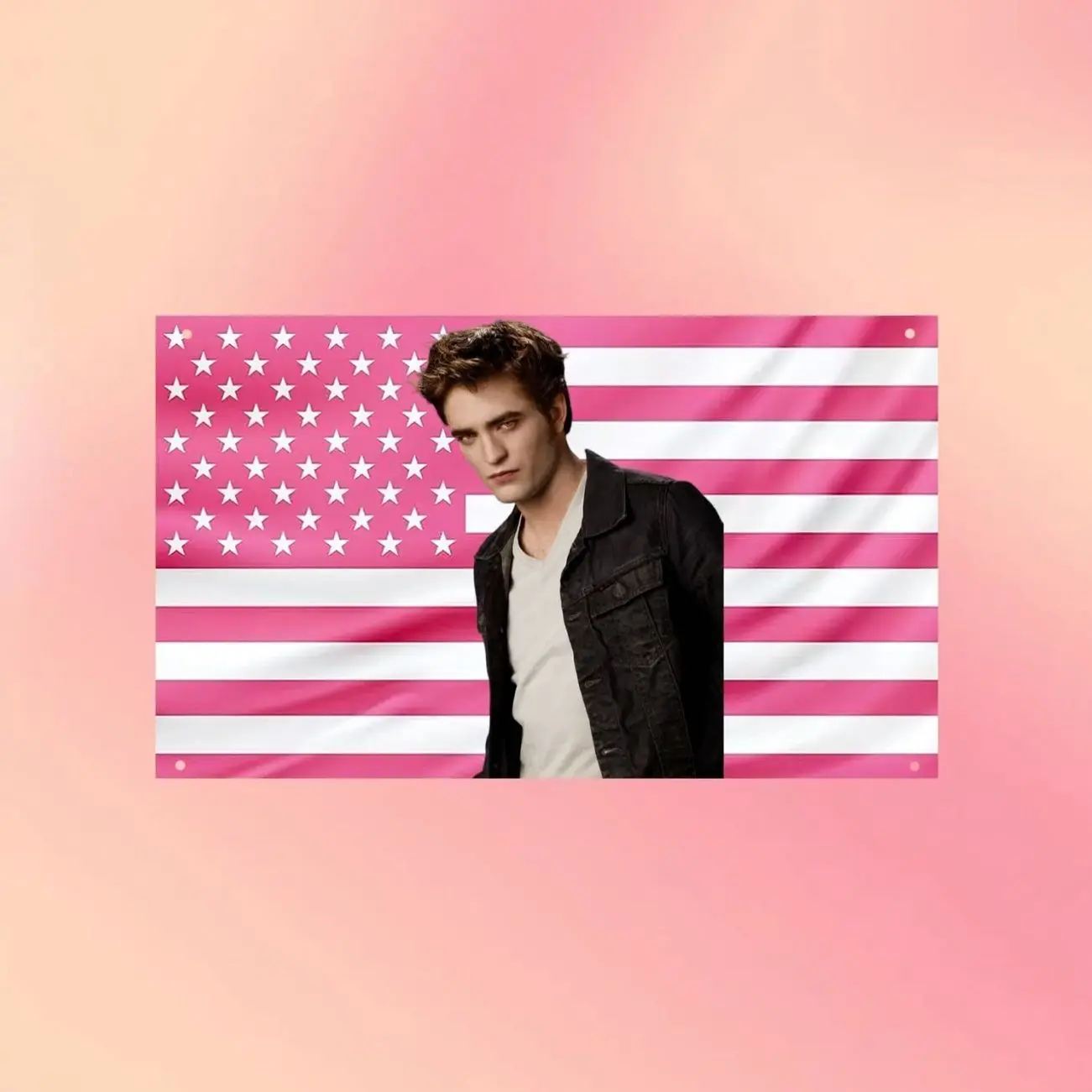 Edward Cullen Twilight Flag Wall Tapestry, Pink American Flag Wall Flag, Vampire Room Decor, Team Edward Fan Gift, Movie Decor Tapestry, Gift for Friend, Decor room