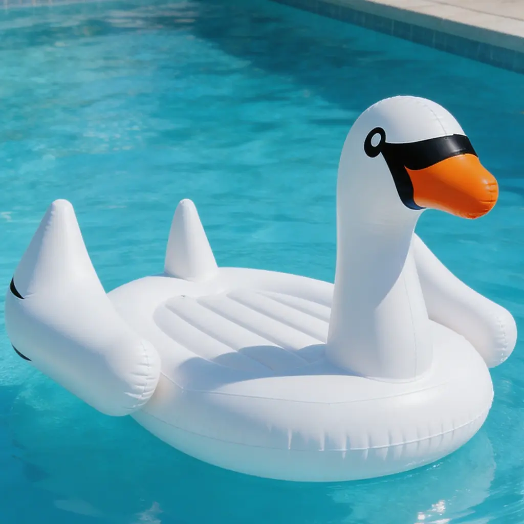 Giant Swan Floating Island, 4-Person PVC Pool Floats Lounger with 4 Cup Holders and Electric Pump, 925 lbs Capacity for Lake Parties, Water Sofa Float