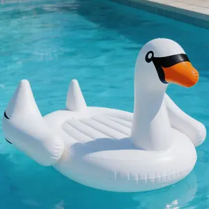 Giant Inflatable Swan Floating Island, 4-Person 925LBS Capacity Raft with 4 Cup Holders, Electric Pump Included for Pool, Lake & Summer Party