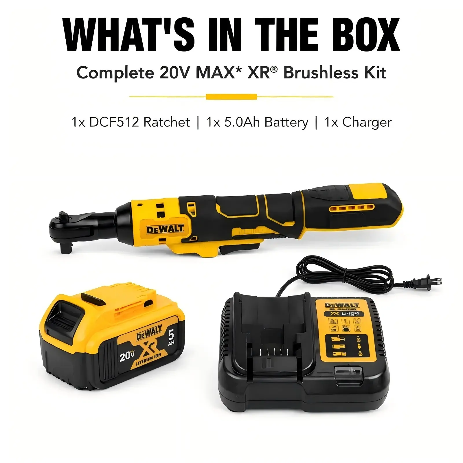 DEWALT DCF512 20V Max Brushless 1/2" Right Angle Cordless Ratchet Wrench, 95Nm Max Torque, 2500RPM No-Load Speed, Compact Low-Profile Design for Tight Narrow Spaces, Ideal for Automotive Repair & General Mechanical Maintenance Work campingessentials