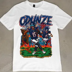 Rome Odunze Graphic Tee, Menswear Crew Neck Football Streetwear T-Shirt, Unisex Casual Regular Fit Cotton Tops, Good Vintage Hip-Hop Bold Retro Apparel, Men Round Neck Y2K Sports Tees
