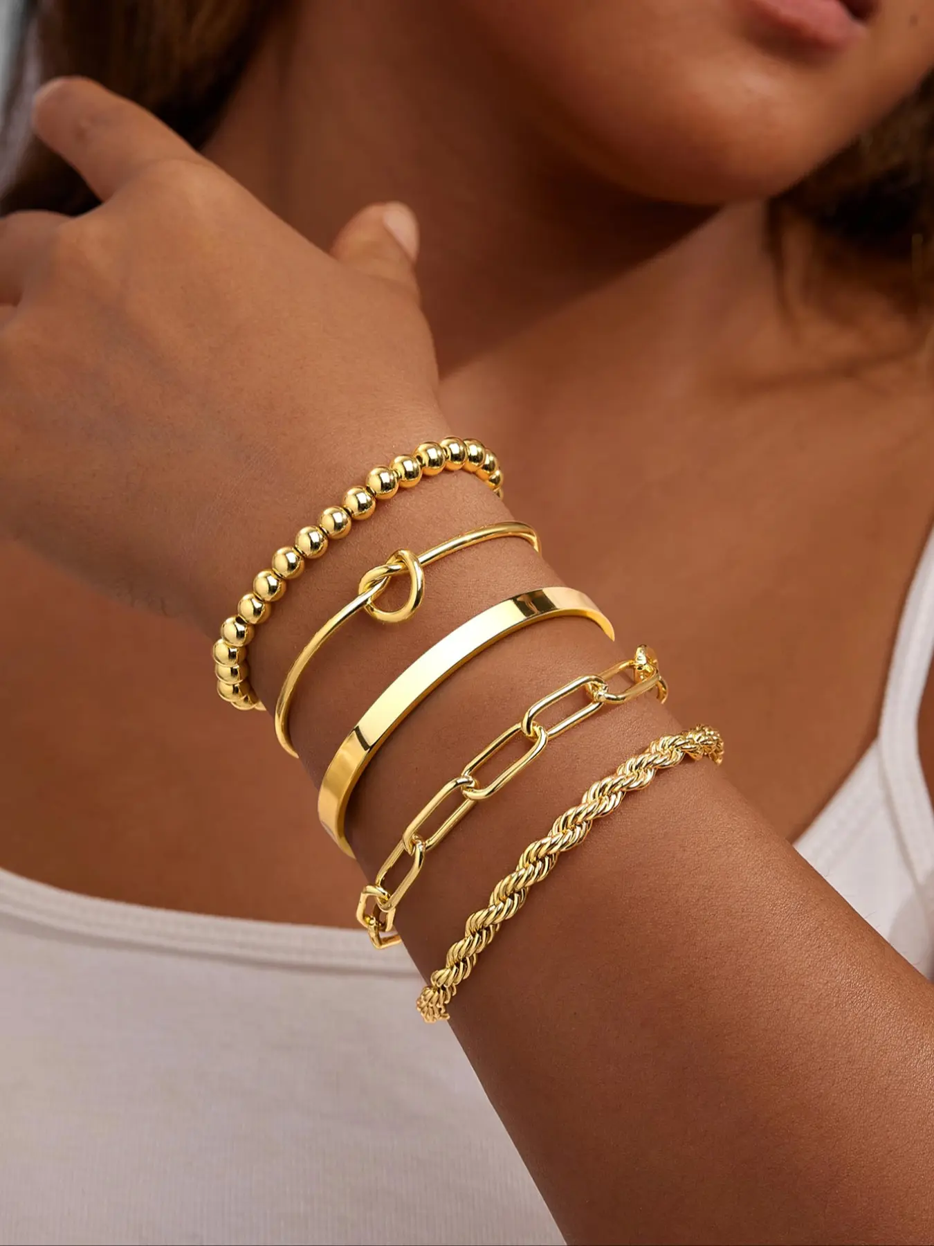 Elegant Minimalist Bangle Stack Set,  Daily Clothing Decor, Trendy All-match & Exquisite Jewelry for Birthday Gift, Gifts for Her, High Quality Bracelet, Multilayered Bangles, Bracelets Stack