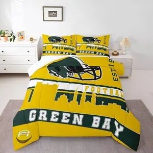 Feelyou Football Comforter Set - Football Themed Blanket, Green Bay Fan Sports Bedding Quilt for Boys