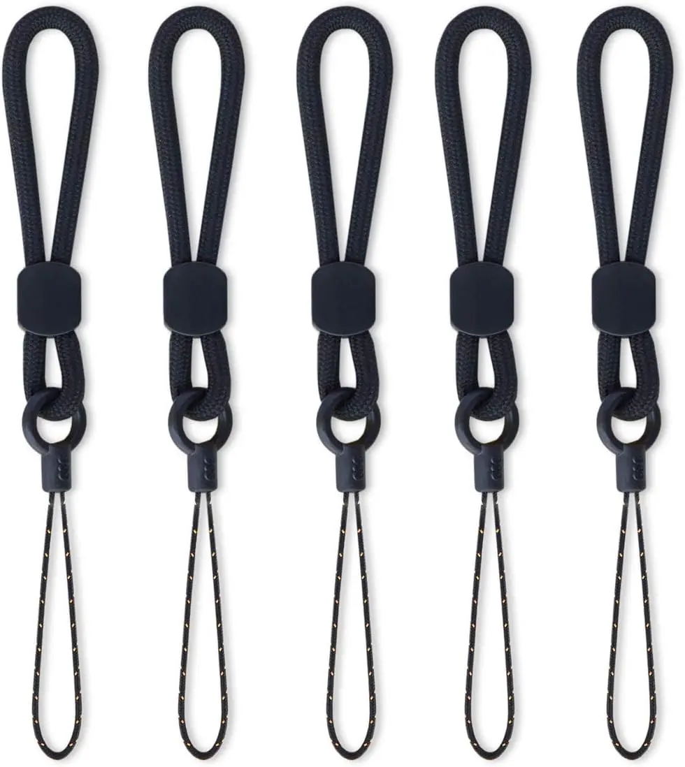 Ring Lanyards Black Finger Strap 5 Pack Short Rope Small Lanyard,For Phone Cases   USB Flash Drive CellPhone iPod ID Card Badge Camera