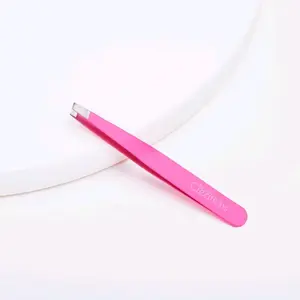 Beauty Creations Pink Eyebrow Tweezers - Professional Makeup Tool for Precise Hair Removal