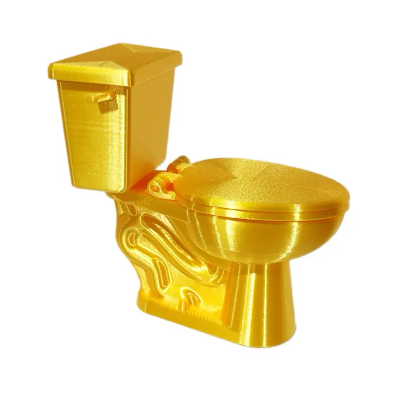 Gold Mini Toilet Funny Desk Decor - Funny Design with Unique Shape and Color Gift Ornaments Lightweight Decoration