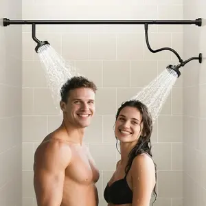 Dual Shower  for Couples, High  Double Shower Heads for Two People Rod, Two Showerhead System Fit 2 Person, Birthday Gifts for Women Men, Easy Install, -Like Water  (Black)