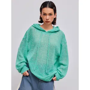 Cider [size 2-26] Mesh Solid Drawstring Oversized Hoodie