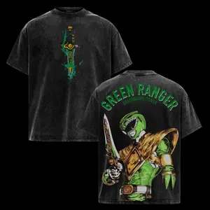 Green Ranger Tee - Power Rangers Menswear Gift for movie fans Top Apparel Classic Oversized Seamless Simple Straight Man designer shirts Men's Regular Fit Floral Print Tee Heavyweight Cotton T-Shirts