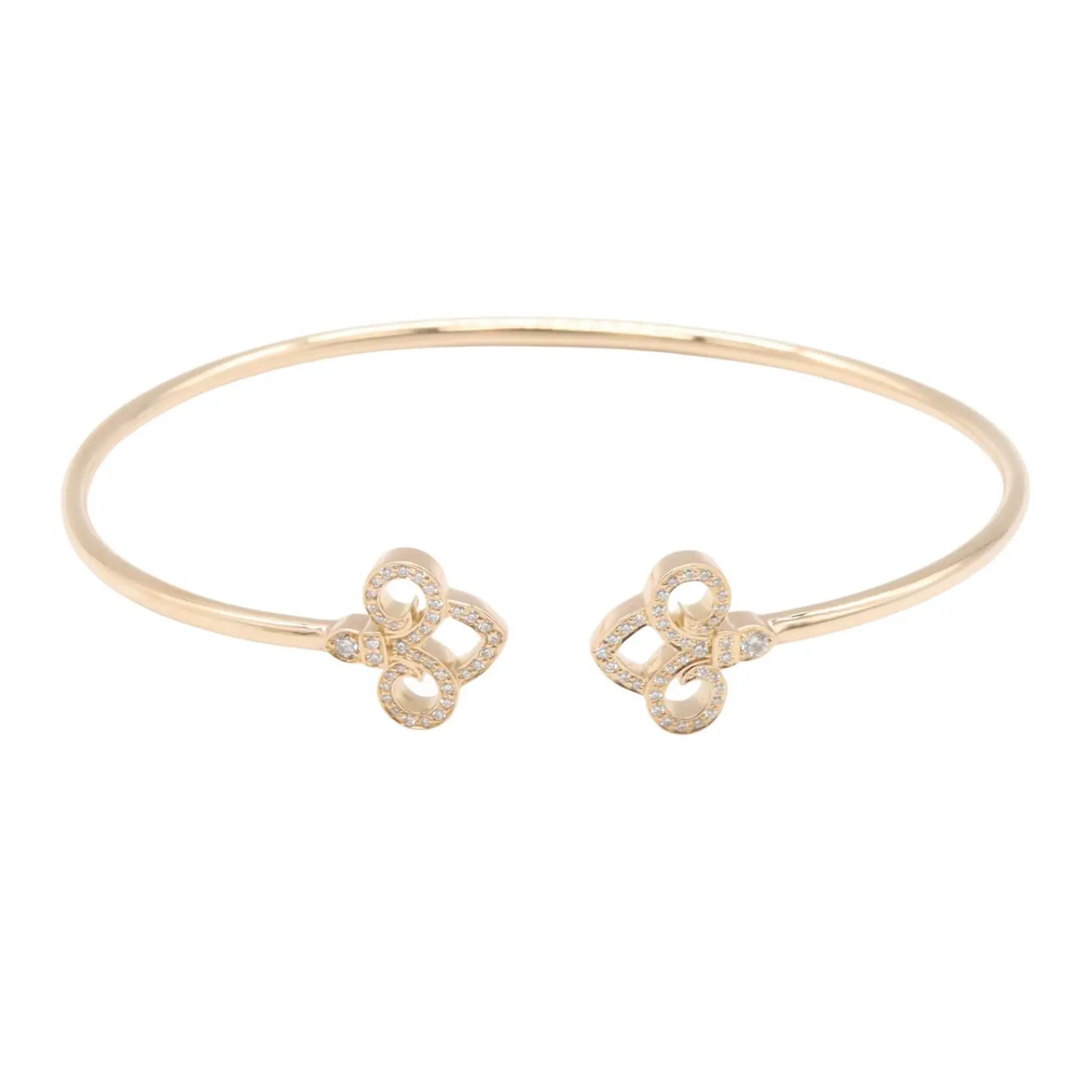 Pre-owned Tiffany & Co. 18K Rose Gold (Au750) Small Leather Goods Fleur de Lis Au750 Diamond Bracelet