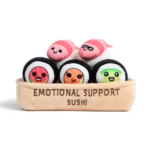 Emotional Support Sushi by Relatable - Cuddly Stuffed Animals and Toys, Squishy Toys and Plushies, Great Gift Ideas for Loved Ones of All Ages - Includes 5 Plushies with Carrying Basket
