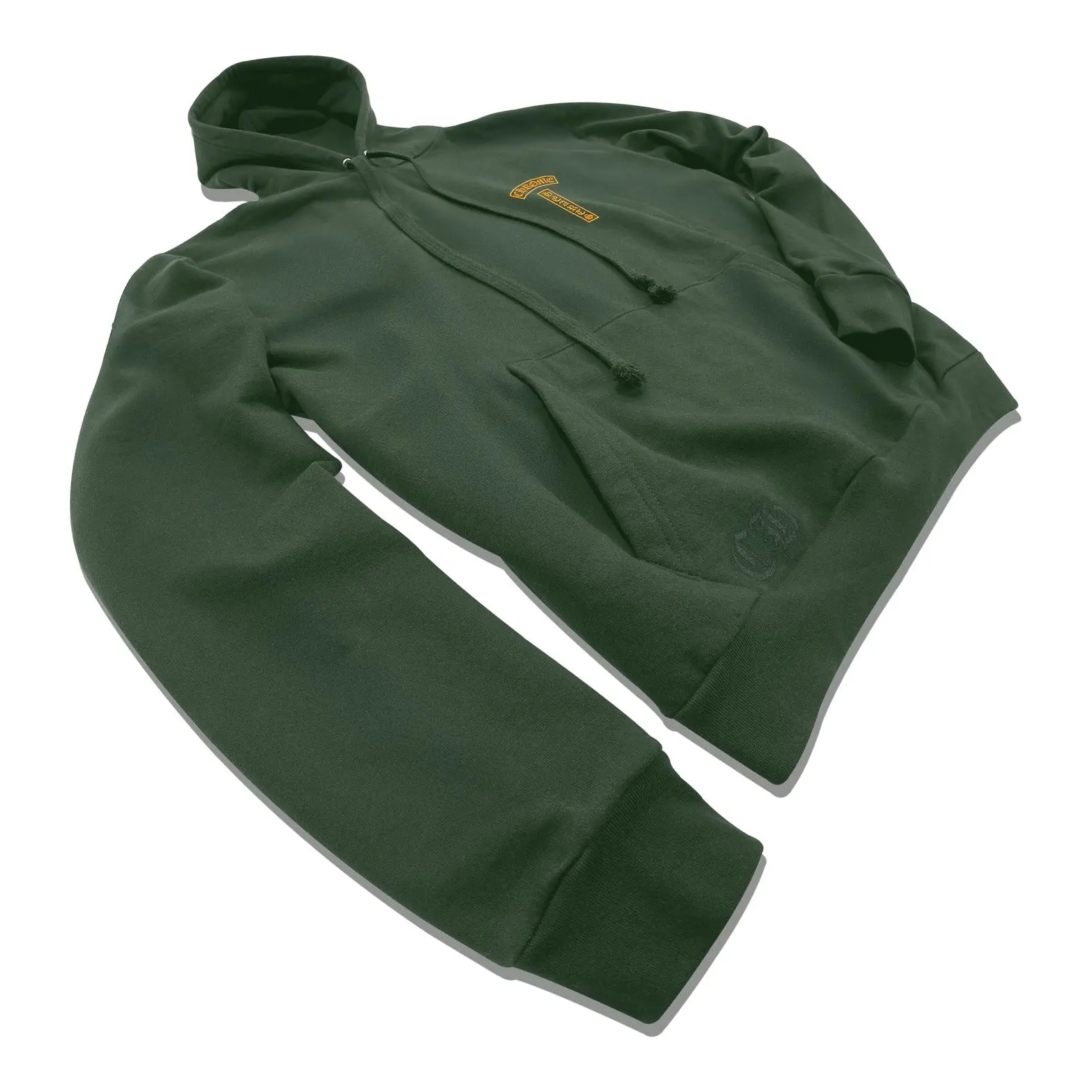 Men's Chrome Hearts Original Script Hoodie - Menswear, Brand New & Original, 100% Authenticity Guaranteed, Long Sleeve Casual Pullover Sweatshirt, Green & Orange Tops, No Unnecessary Add-ons, Clothes