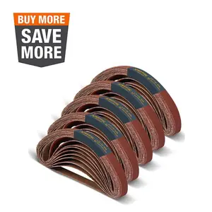 1/2 in. x 18 in. 40/80/120/180/240 Grit Aluminum Oxide Sanding Belt Assortment for Air File Belt Sander (50-Pack)