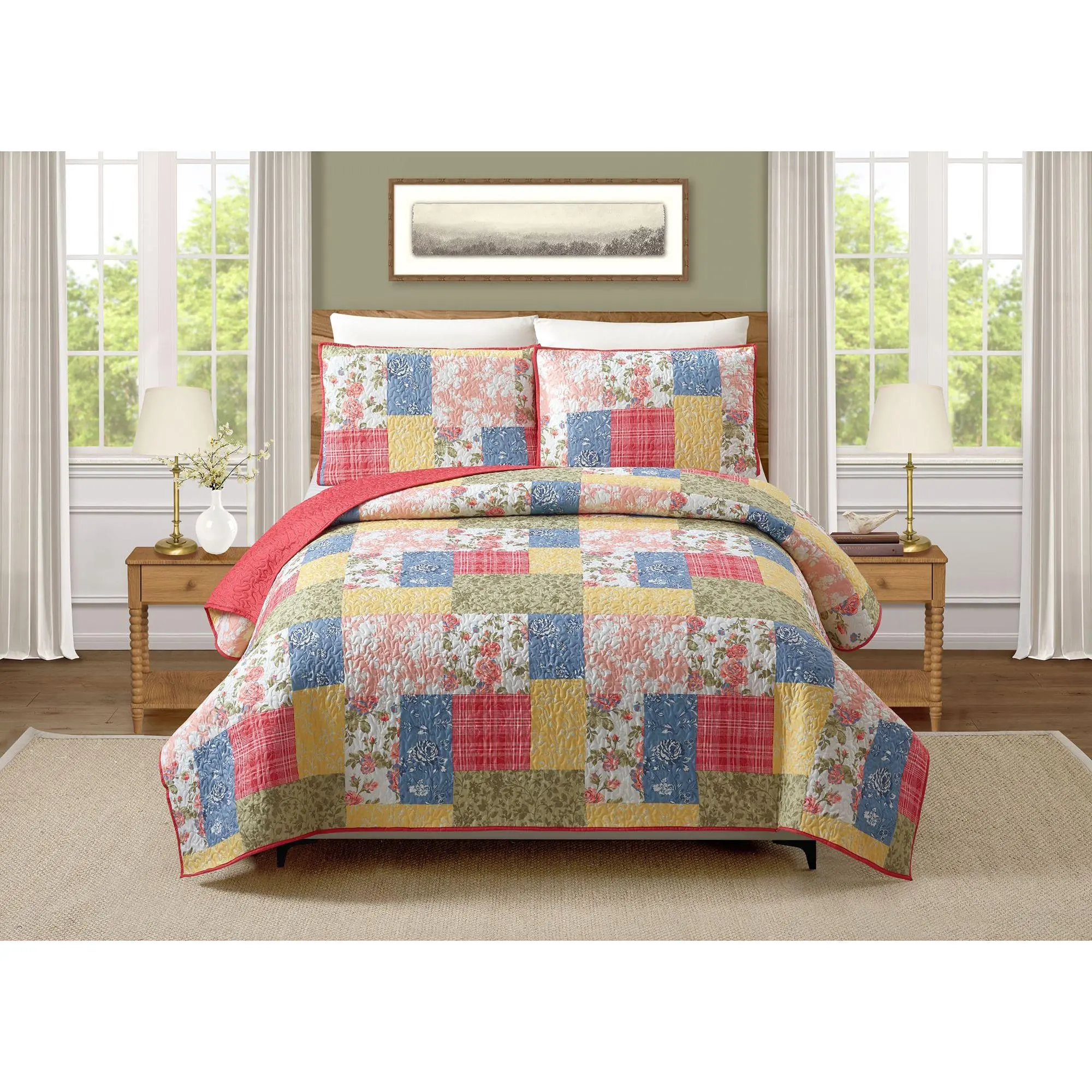 Modern Heirloom Farmhouse Florals 2-PC Twin Quilt Set Modern Heirloom Farmhouse Florals 2-PC Twin Quilt Set