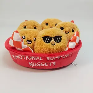 Whimsical Bowl of Chicken Nuggets Plush Set - Cute Quirky Nugget Dolls, Creative Stress-Relief Desk Ornament, Fun Holiday Gift for Home Decor