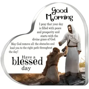 Christian Christmas Gift, Acrylic Christ Prayer Figurine, Church Decoration, Pastor Desk Decor, Holiday Gifts, Blessing Message, Religious Ornaments