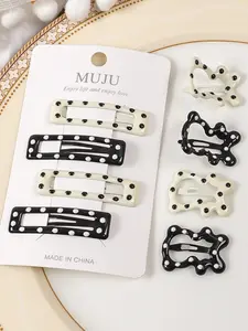 Value Pack 4 Pcs Simple Polka Dot Hair Clip Set, Cute Bb Clips High-End Oil-Drop Design, Side Bangs Clip for Women