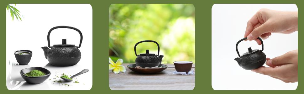 50ml(1.7oz) Mini Cast Iron Teapot, Imitation Japanese Kettle with Copper Handle and Bamboo Root Beam, Perfect for Home Tea and Coffee Serveware Decoration - Mini size only – fits in your palm