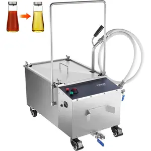 VEVOR Mobile Fryer Filter, 38L Oil Tank Capacity, 10L/min Oil Filtration Speed, Black Stainless Steel Fryer Filter for Restaurant, Food Stalls & Concessions