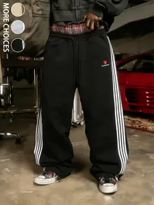 Men's Casual Street Fashion Sweatpants, Thick Knit Joggers with Elastic Waist & Drawstring, Los Angeles Graphic, Versatile for Daily Wear