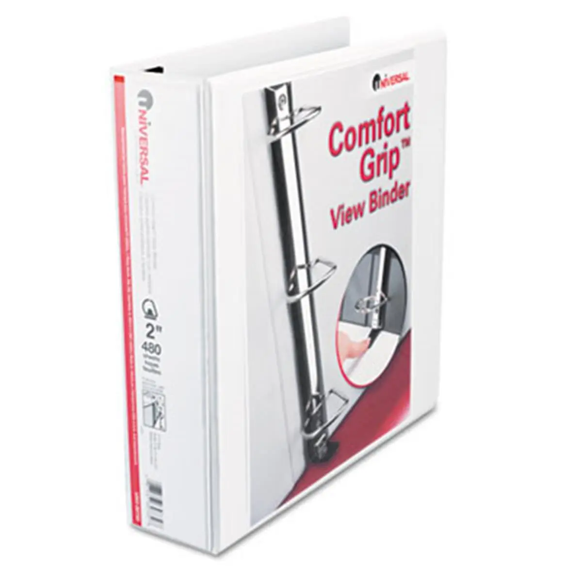 Comfort Grip Deluxe Plus D-Ring View Binder 2'' Capacity White