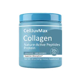 CellJuvMax Collagen Protein Powder 20oz Grass-Fed Hydrolyzed Peptides for Superior Absorption 18 Amino Acids Supports Hair Skin Nails Easy-Mix Daily Supplement
