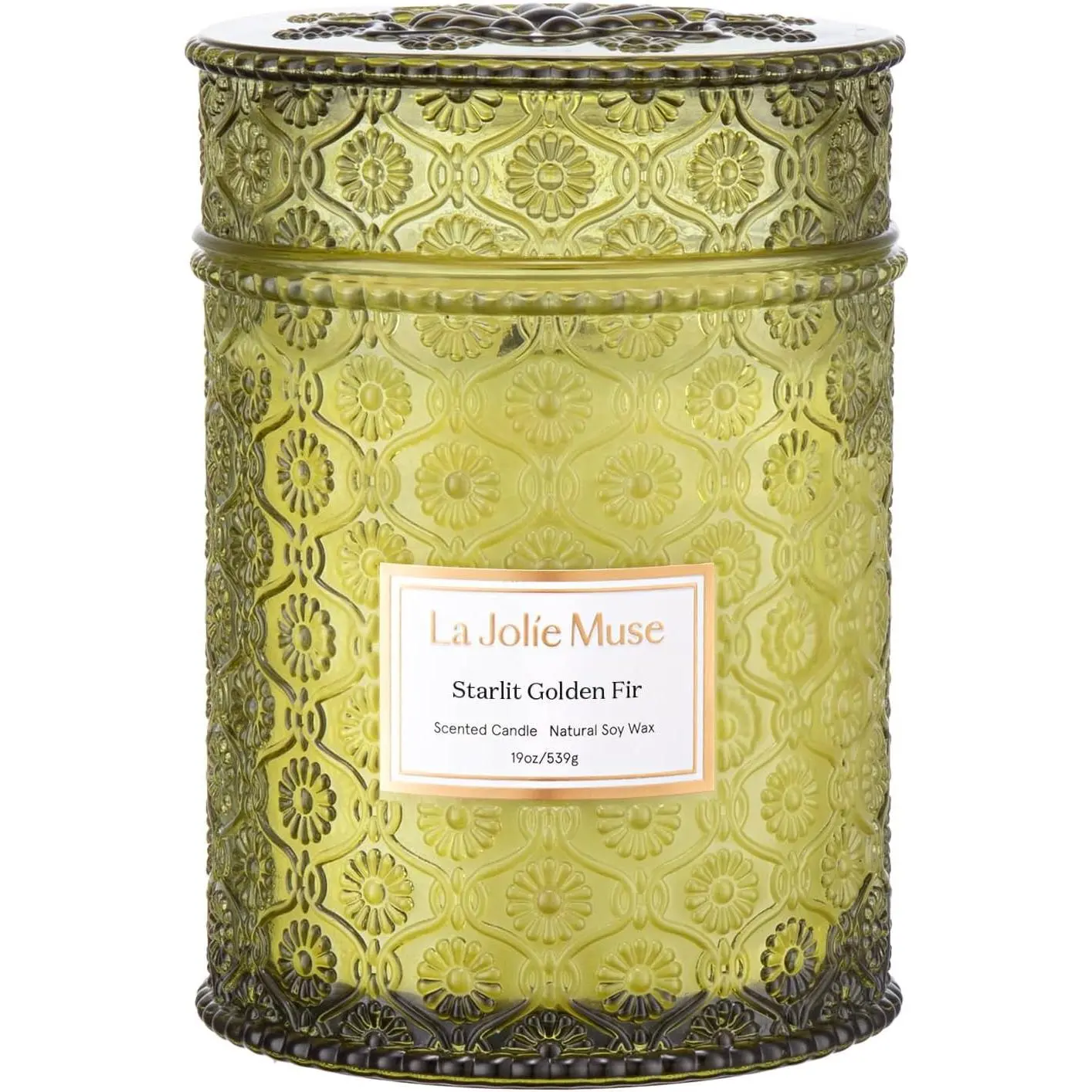 Christmas Candles, Starlit Golden Fir Candle – Pine, Cedarwood, Fir Balsam | 19 Oz Large Wooden Wick Candle | Natural Soy Wax | 90 Hours Clean Burn | Gift-Ready for Hosts & Gatherings